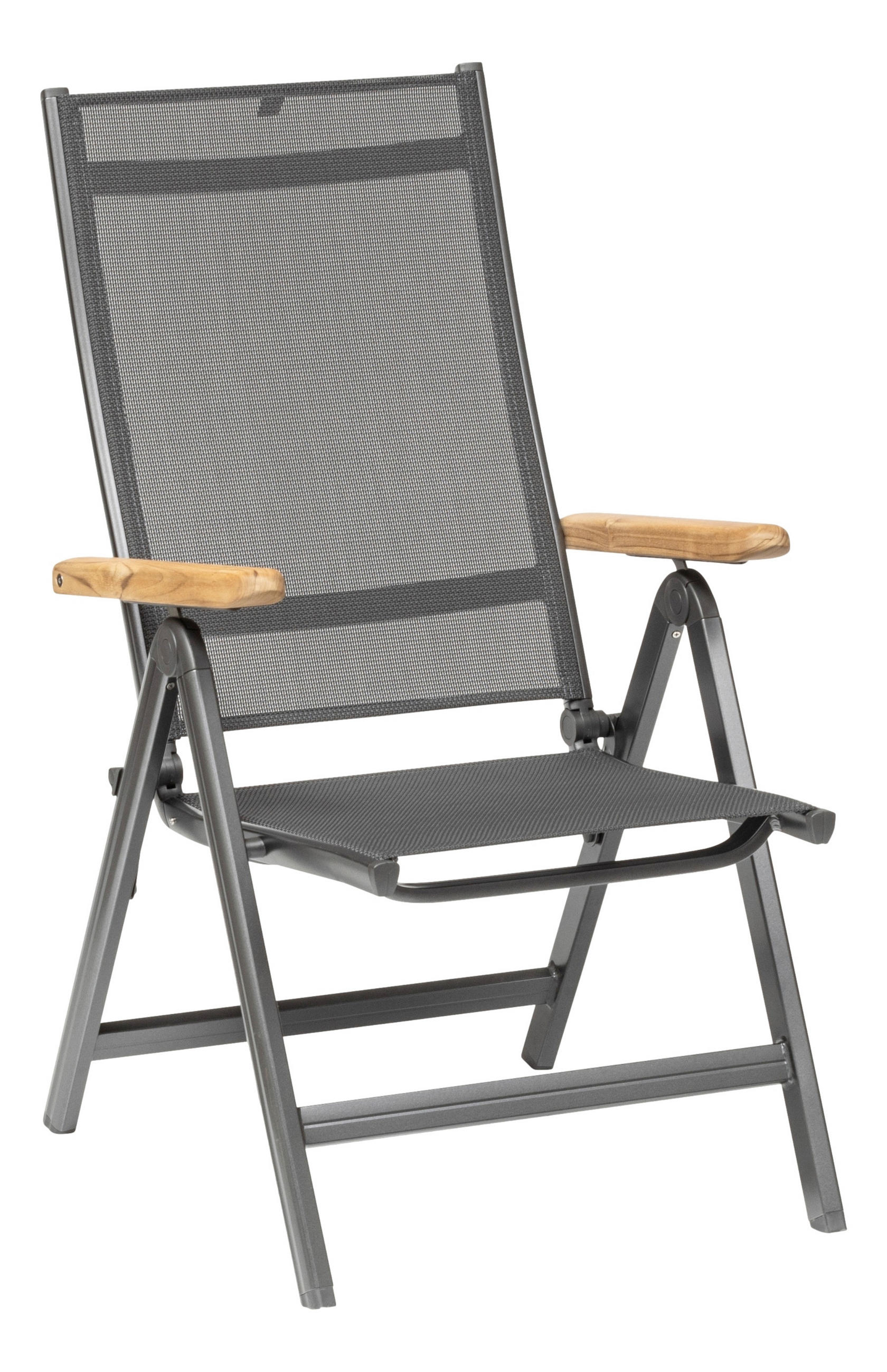 GARTENKLAPPSESSEL Teakholz Aluminium Anthrazit, Naturfarben  - Anthrazit/Naturfarben, Basics, Holz/Textil (61/109/65cm) - Kettler