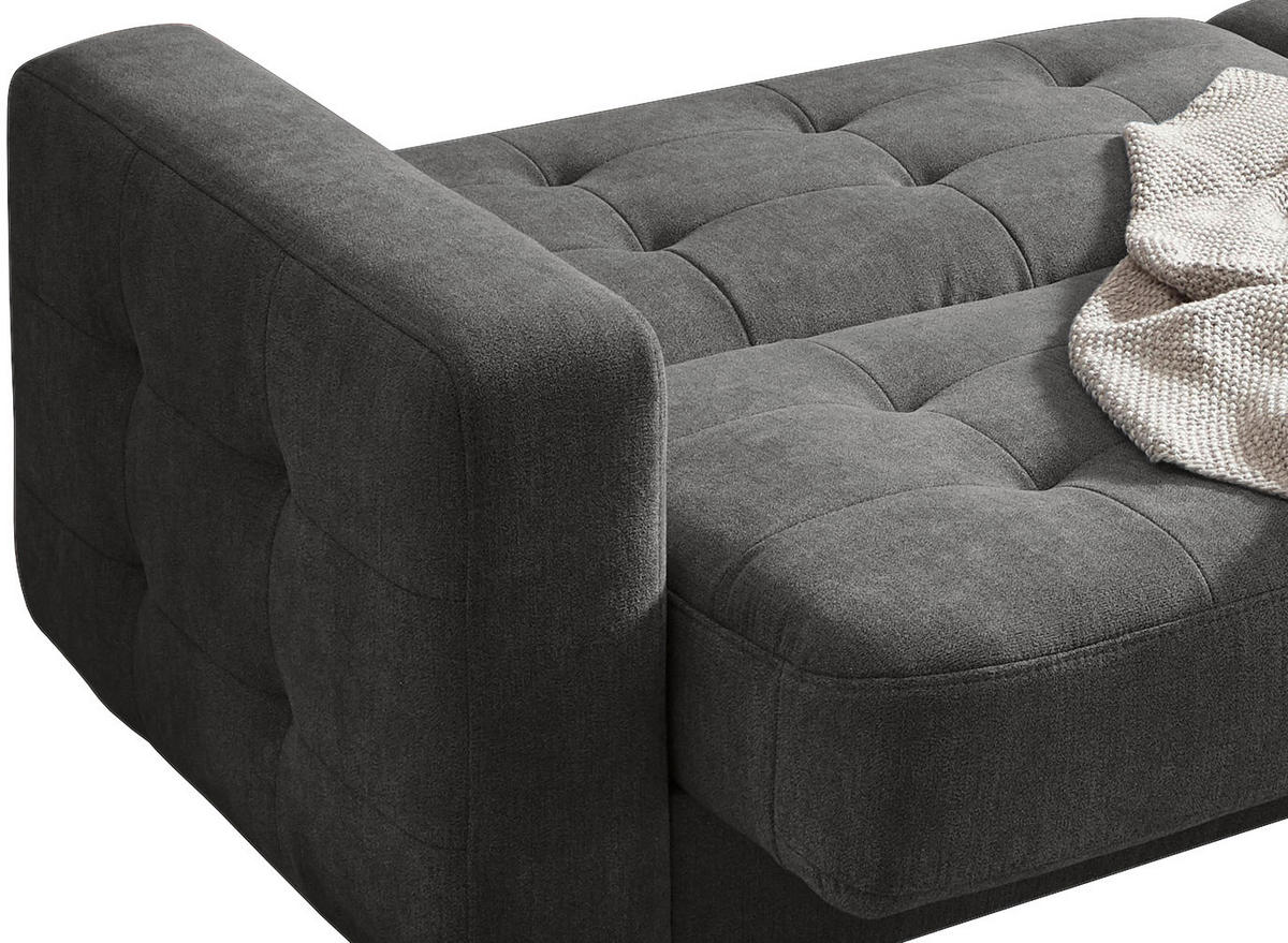 SCHLAFSOFA Mikrovelours Grau  - Schlammfarben/Eichefarben, MODERN, Holz/Textil (222/86/90cm) - MID.YOU