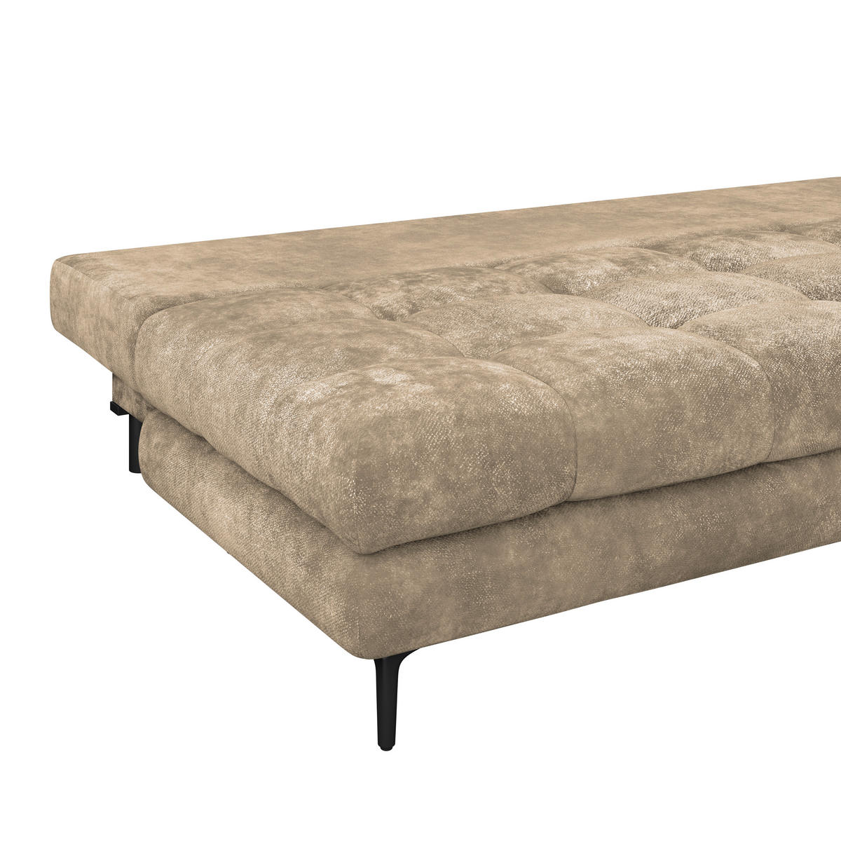 SCHLAFSOFA  mit Liegefunktion, Schlafen auf Sitzhöhe, Rücken echt Chenille Hellbraun  - Hellbraun/Schwarz, KONVENTIONELL, Textil/Metall (203/94/96cm) - Carryhome