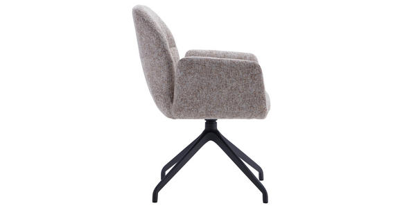 ARMLEHNSTUHL  Sitzfläche 360° drehbar, automatische Rückholfunktion Leinenoptik  - Beige/Schwarz, Design, Textil/Metall (62/89/63cm) - Dieter Knoll