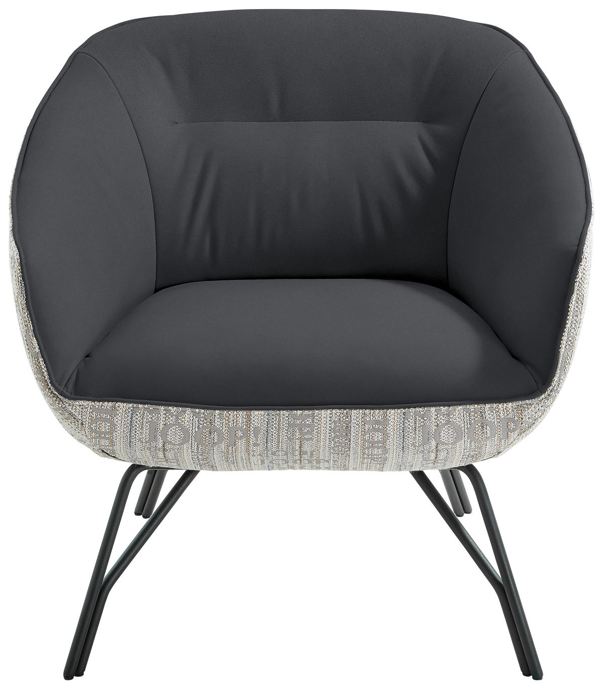 COCKTAILSESSEL in Struktur Echtleder Grau, Dunkelgrau  - Dunkelgrau/Anthrazit, Design, Leder/Textil (76/80/73cm) - Joop!