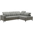 ECKSOFA Dunkelgrau Chenille  - Dunkelgrau/Schwarz, Design, Textil/Metall (293/214cm) - Xora