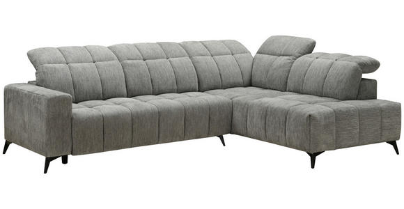 ECKSOFA Dunkelgrau Chenille  - Dunkelgrau/Schwarz, Design, Textil/Metall (293/214cm) - Xora