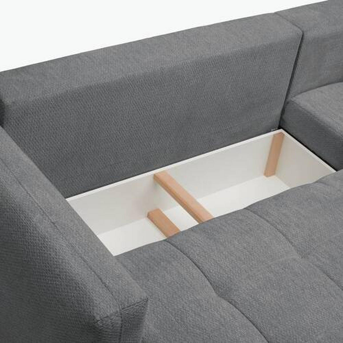 ECKSOFA in Chenille Grau, Dunkelgrau  - Dunkelgrau/Schwarz, Modern, Kunststoff/Textil (276/172cm) - Hom`in