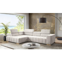 ECKSOFA in Chenille Creme  - Creme/Naturfarben, Design, Holz/Textil (201/307cm) - Livetastic