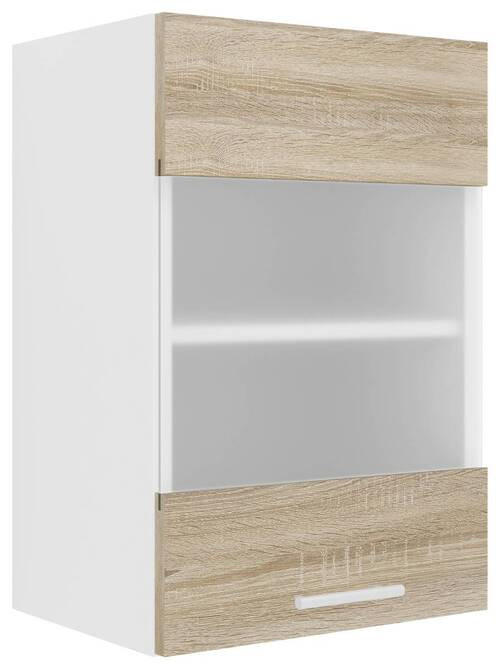 KÜCHENOBERSCHRANK 40/60/31 cm  in Weiß, Sonoma Eiche  - Alufarben/Weiß, KONVENTIONELL, Glas/Holzwerkstoff (40/60/31cm) - MID.YOU