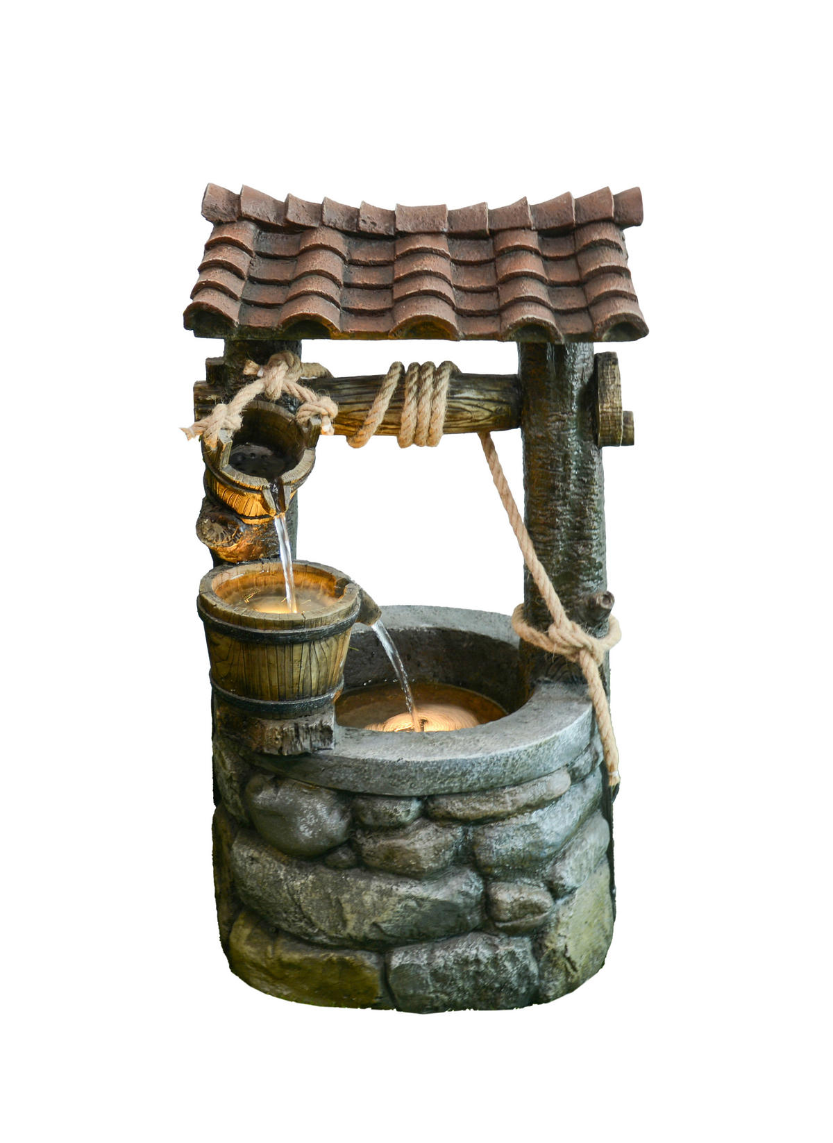 GARTENBRUNNEN - Schwarz/Grau, Basics, Glas/Kunststoff (32/68/37cm) - Gardenson
