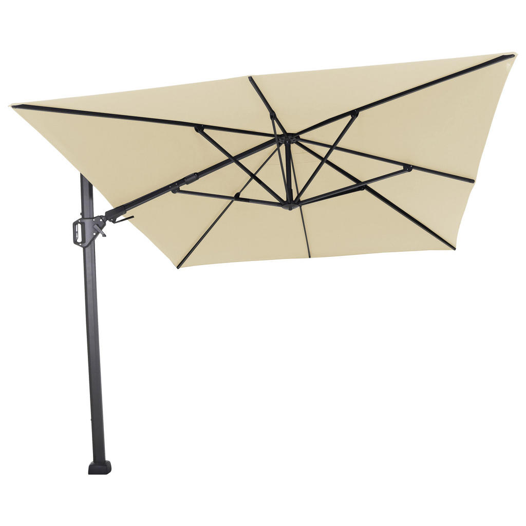 Thumbnail - Siena Garden Ampelschirm, Anthrazit, Creme, Textil, 350x260 cm, 360° drehbar, wetterbeständig, Sonnen- & Sichtschutz, So...