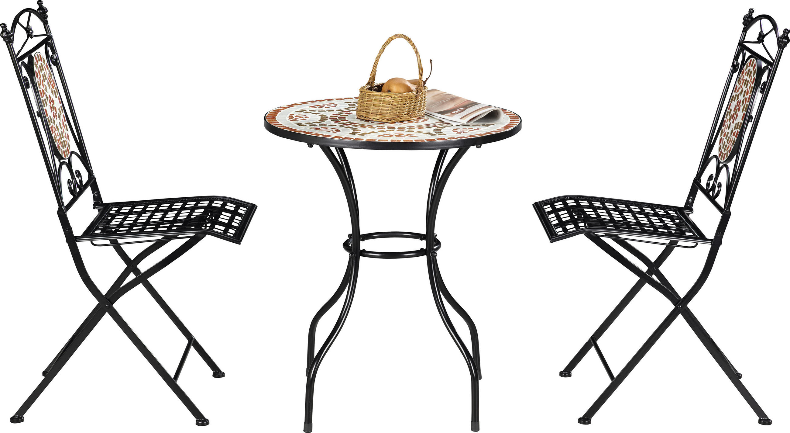 BAŠTENSKI SET 3 dela - višebojna/crna, Lajfstajl, kamen/metal (60/40/70/95/60/51cm) - Ambia Garden