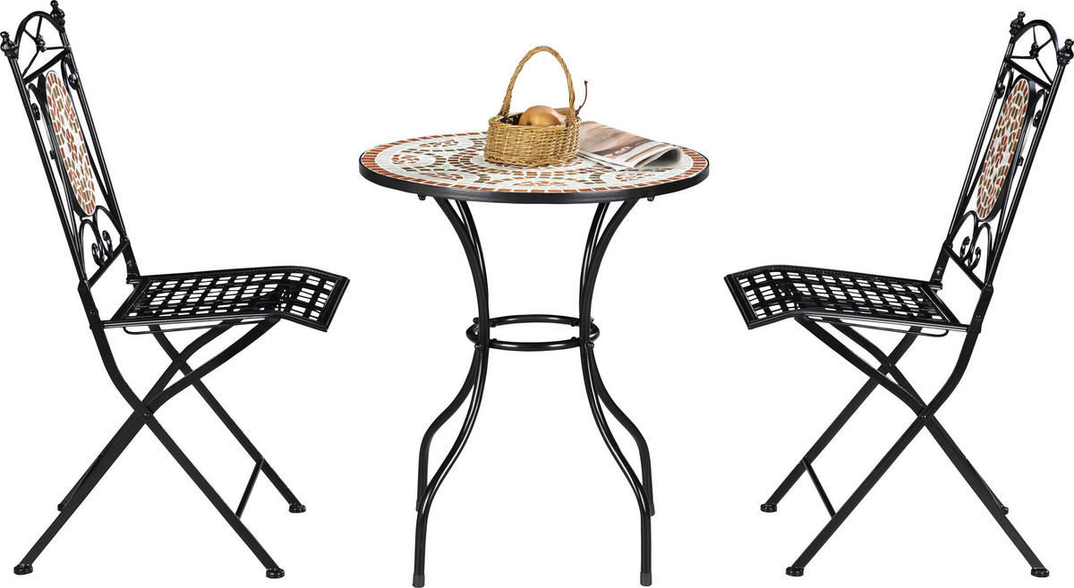 BAŠTENSKI SET 3 dela  - višebojna/crna, Lajfstajl, kamen/metal (60/40/70/95/60/51cm) - Ambia Garden