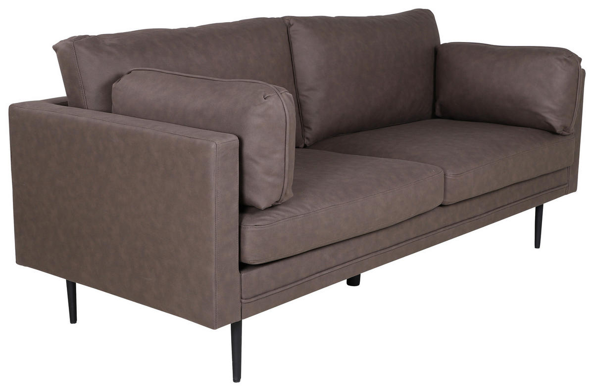 2-SITS SOFFA i metall, textil brun, svart  - brun/svart, Design, metall/textil (203/84/90cm) - Livetastic