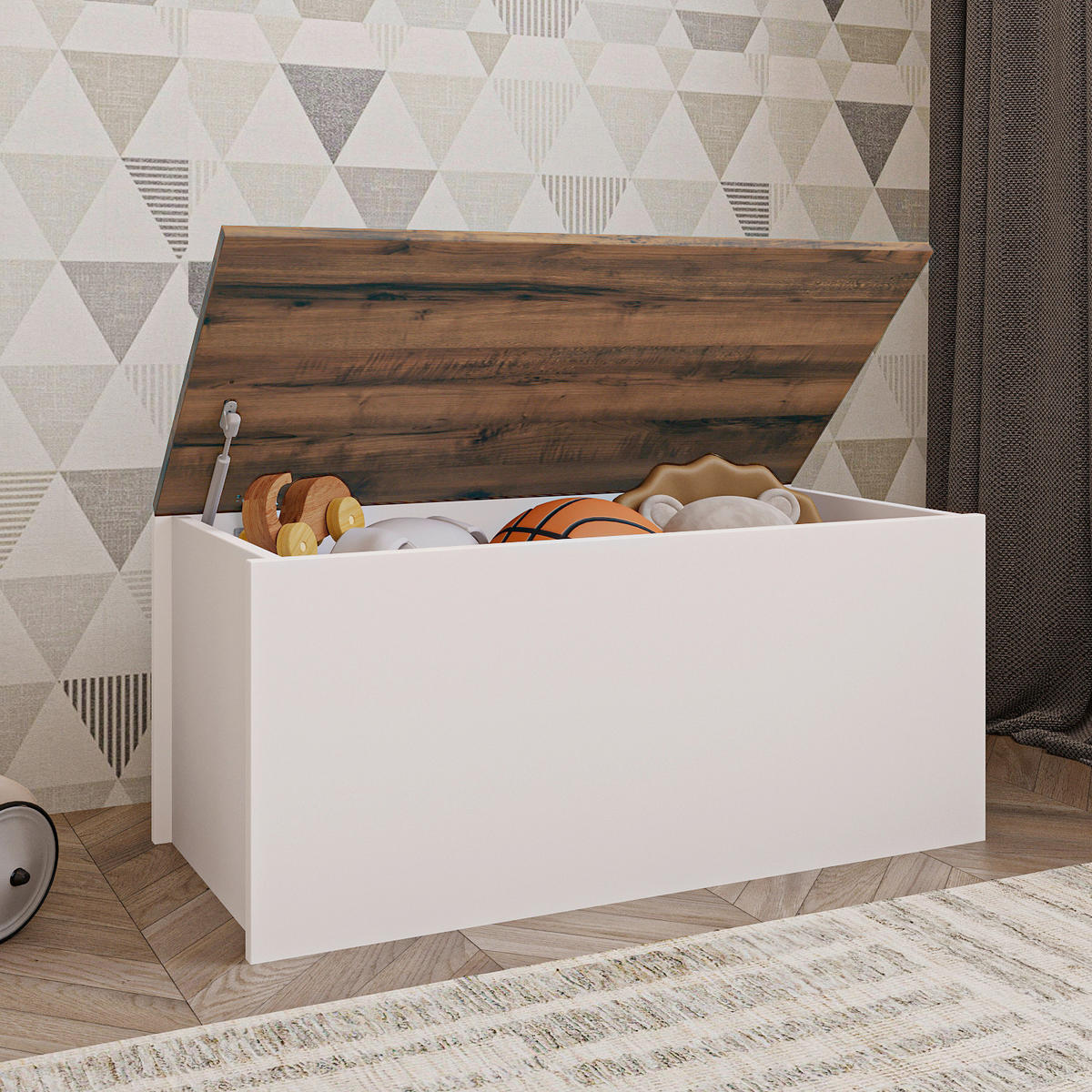 TRUHE - Weiss/Eichefarben, Design, Holz (45/45,5/90cm) - Livetastic
