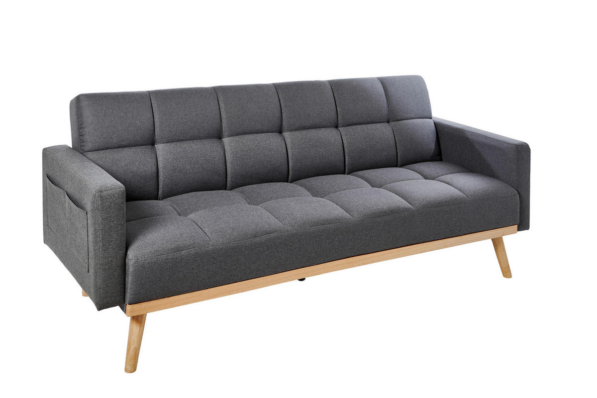 SCHLAFSOFA Webstoff Grau  - Eichefarben/Grau, MODERN, Holz/Textil (213/83/83cm) - Livetastic