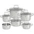 KOCHTOPFSET 6-teilig - Klar/Edelstahlfarben, Design, Glas/Metall - WMF KOCHTOPFSET 6-teilig - Klar/Edelstahlfarben, Design, Glas/Metall - WMF