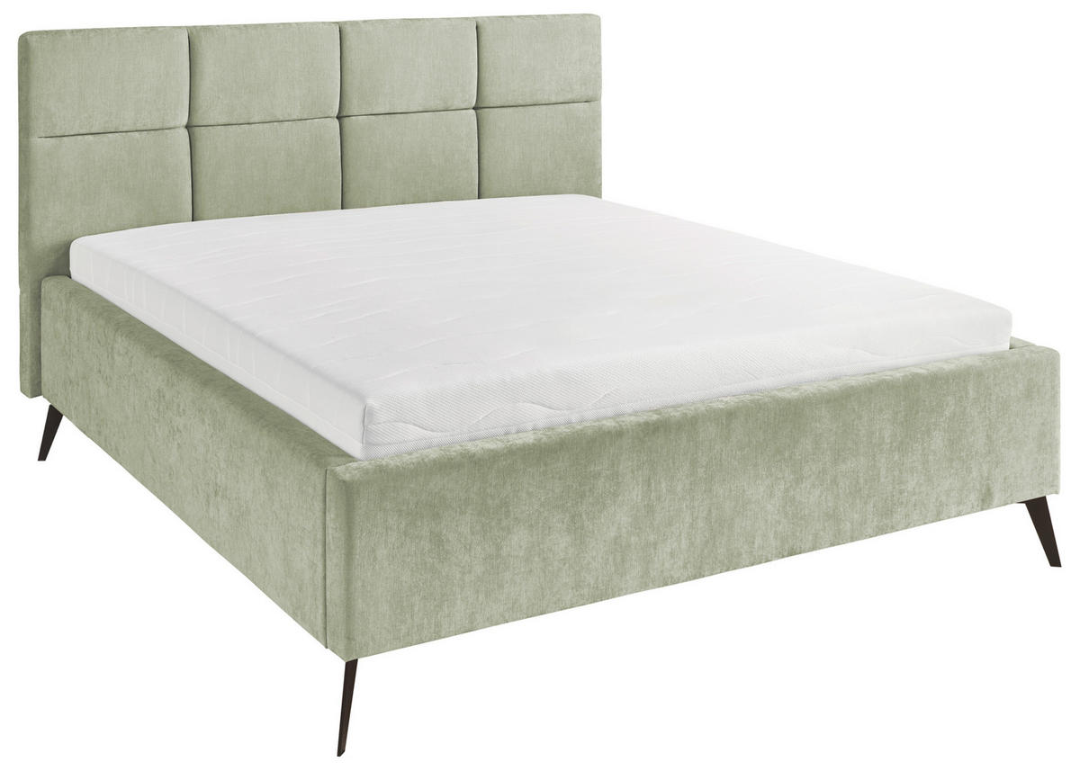 POLSTERBETT 140/200 cm,  in Hellgrün,  - Schwarz/Hellgrün, KONVENTIONELL, Textil/Metall (140/200cm) - SetOne by Musterring
