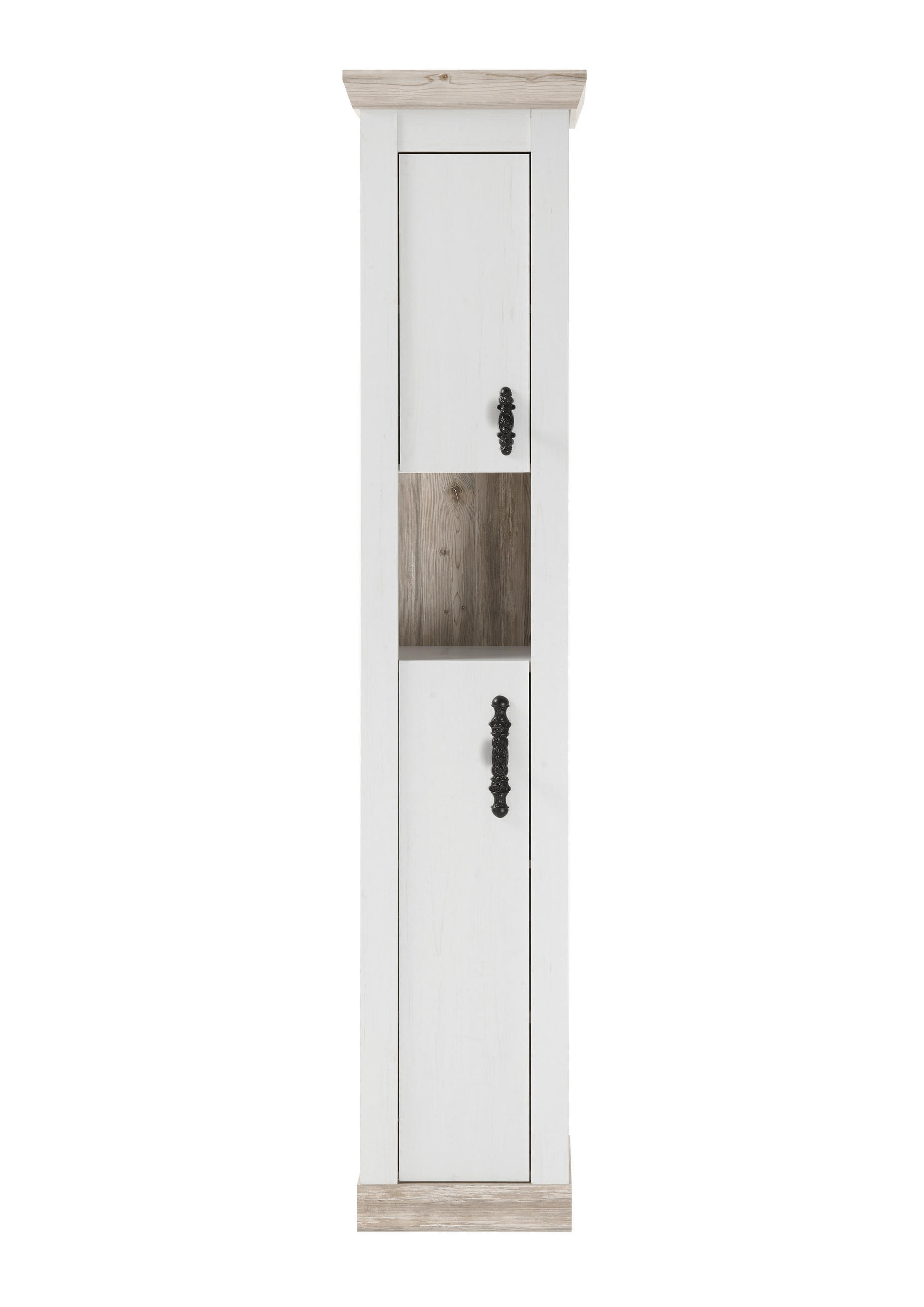 HOCHSCHRANK 42/200/35 cm  - Schwarz/Pinienfarben, Design, Holzwerkstoff/Metall (42/200/35cm) - MID.YOU