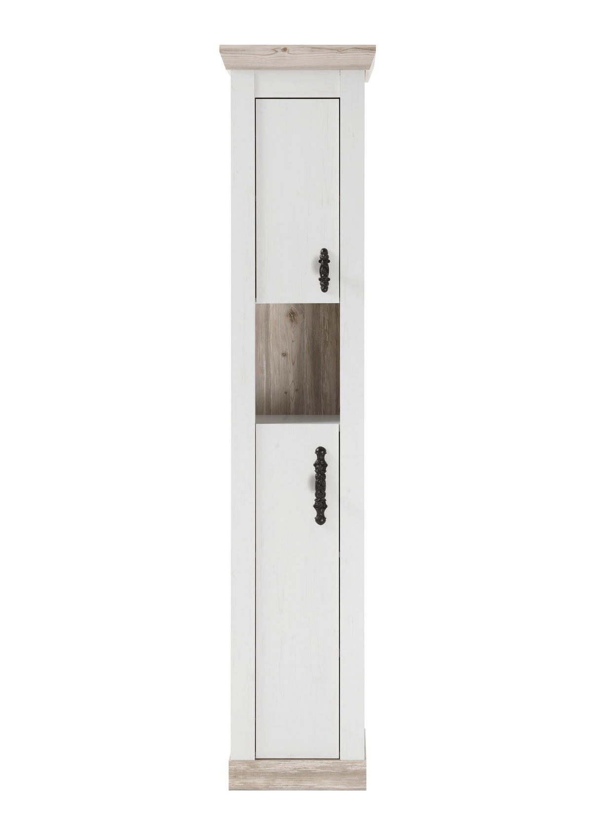 HOCHSCHRANK 42/200/35 cm  - Schwarz/Pinienfarben, Design, Holzwerkstoff/Metall (42/200/35cm) - MID.YOU