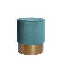 TABURETKA, drevo, textil, kompozitné drevo, 35/42 cm - zlatá/petrolejová, Basics, drevo/kompozitné drevo (35/42cm)