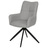 ARMLEHNSTUHL  in Eisen Leinenoptik  - Beige/Schwarz, KONVENTIONELL, Textil/Metall (56/90/64cm) - Livetastic