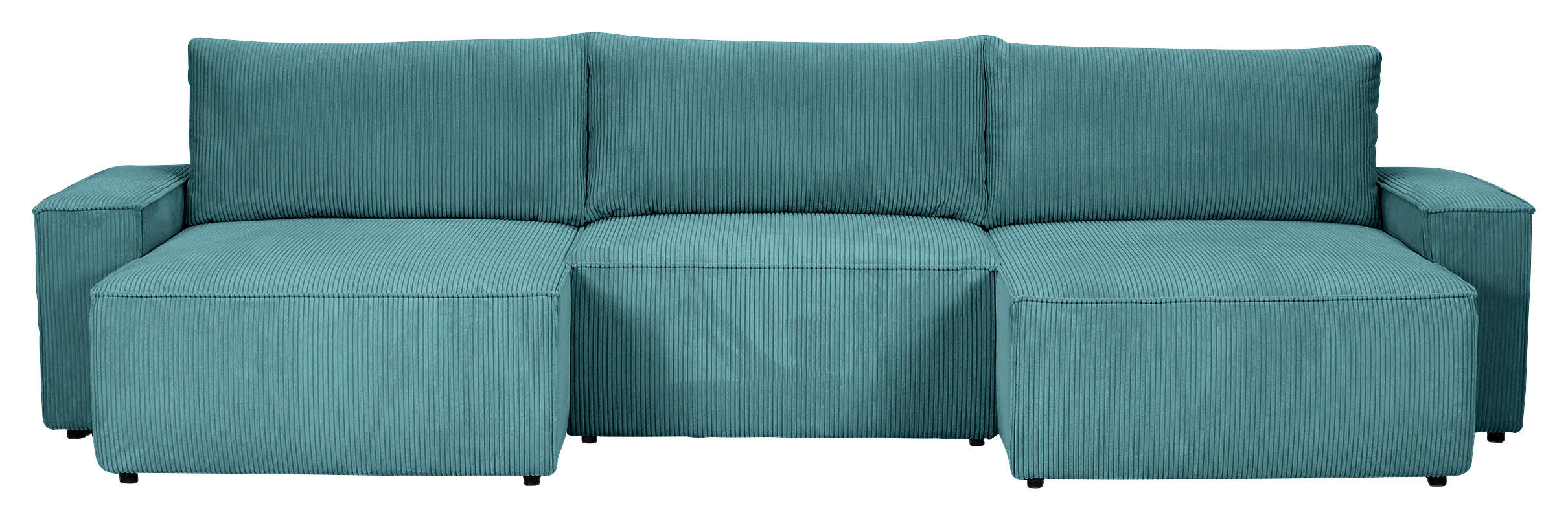 WOHNLANDSCHAFT Petrol Cord  - Petrol/Schwarz, KONVENTIONELL, Kunststoff/Textil (155/348/155cm) - Carryhome