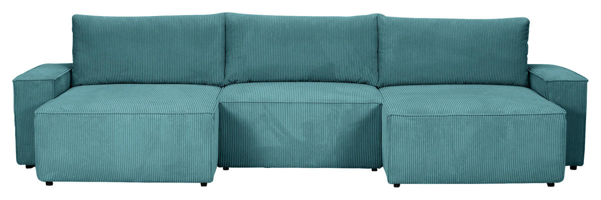 WOHNLANDSCHAFT Petrol Cord  - Petrol/Schwarz, KONVENTIONELL, Kunststoff/Textil (155/348/155cm) - Carryhome