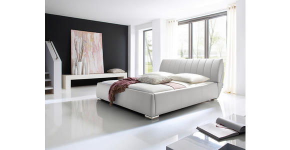 POLSTERBETT Bettkasten, Lattenroste Weiß 180/200 cm - Chromfarben/Weiß, Design, Holz/Textil (180/200cm) - Xora