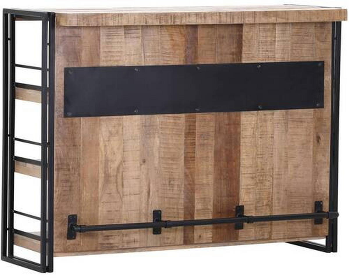 BAR Mangoholz massiv Naturfarben, Schwarz  - Schwarz/Naturfarben, Design, Holz/Metall (140/105/52cm) - Landscape