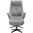 RELAXSESSELSET Webstoff Relaxfunktion, Hocker    - Schwarz/Grau, Design, Textil/Metall (73/108/83cm) - Cantus