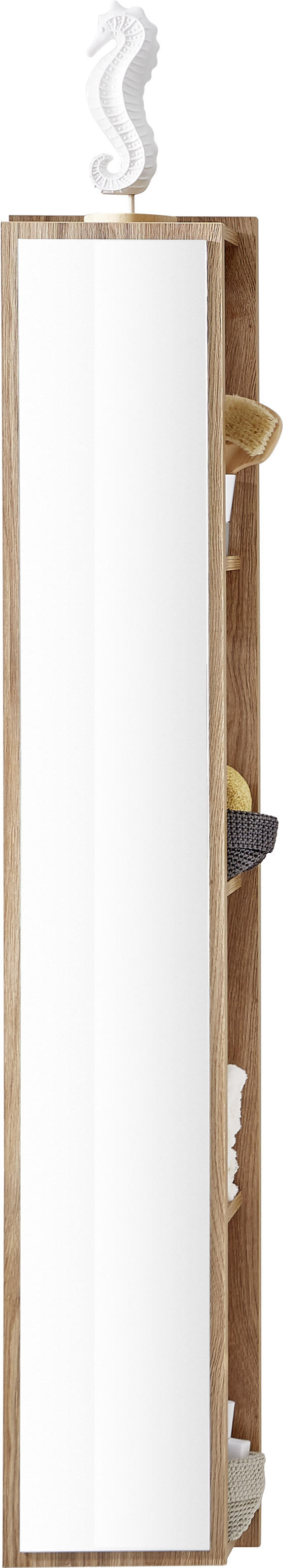 BADEZIMMERREGAL 30/160/15 cm  - Eichefarben, KONVENTIONELL, Glas/Holzwerkstoff (30/160/15cm) - Novel