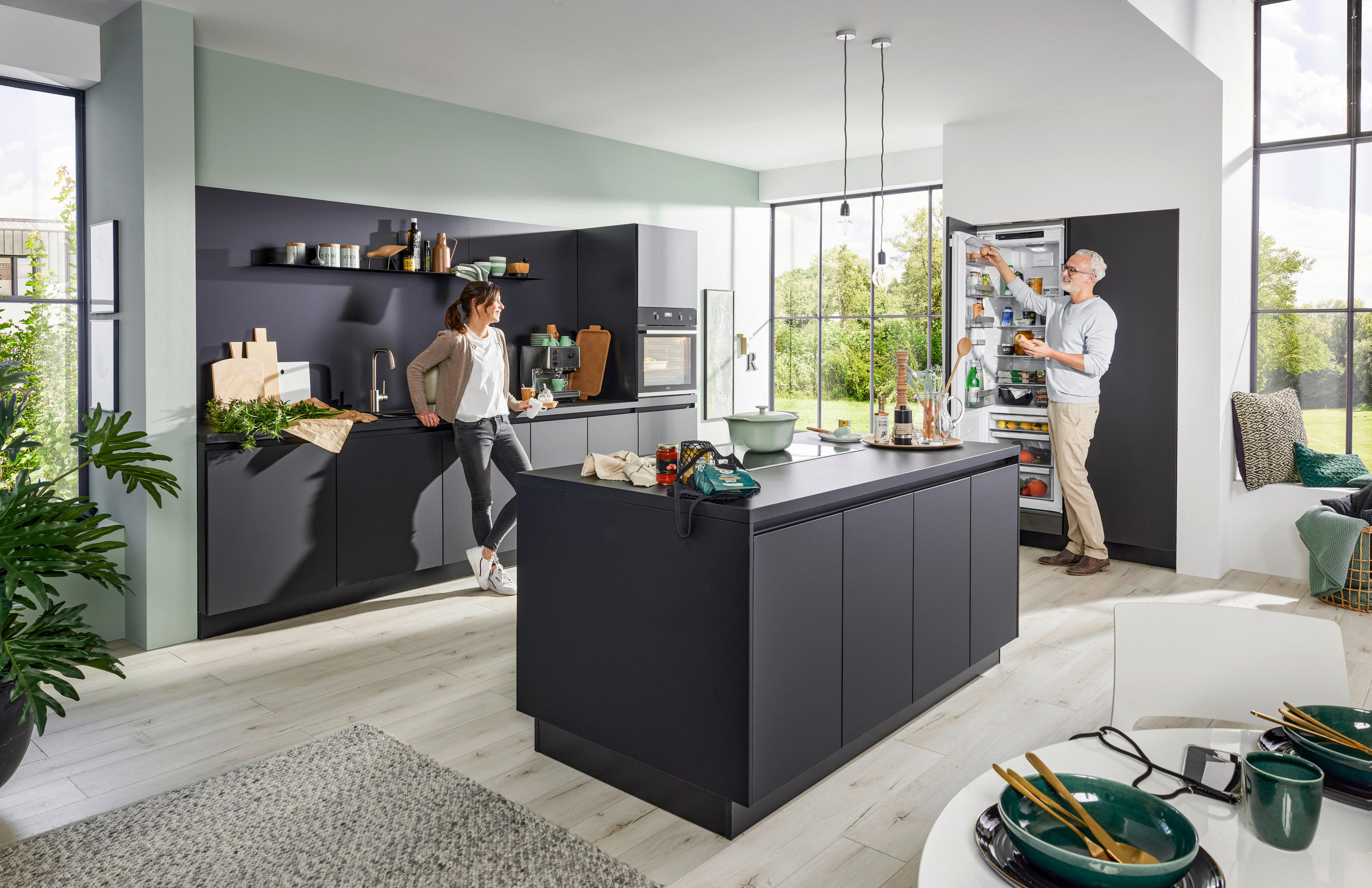 EINBAUKÜCHE P17  - Schwarz, Design, Holzwerkstoff - Dieter Knoll