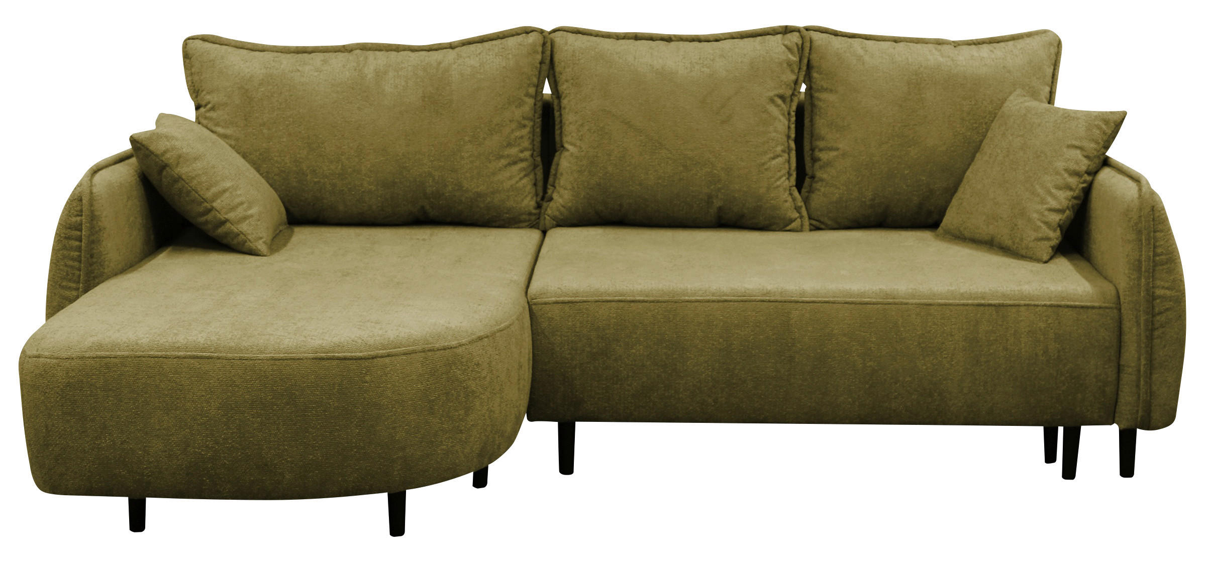 ECKSOFA MURANO Grün Chenille Zierkissen, Rückenkissen, Bettkasten  - Schwarz/Grün, Design, Holz/Textil (167/242cm) - MID.YOU