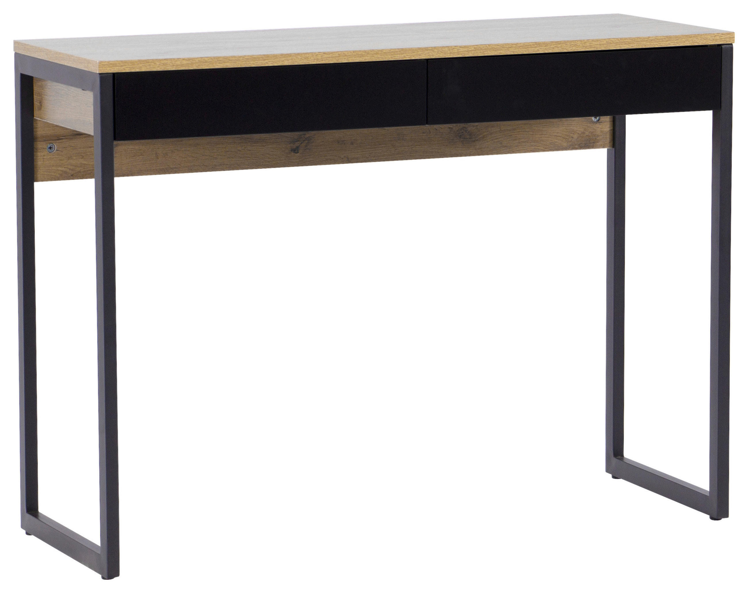 SCHREIBTISCH  in Schwarz, Eichefarben  - Schwarz Hochglanz/Eichefarben, MODERN, Holzwerkstoff/Metall (101.6/76/40cm) - MID.YOU