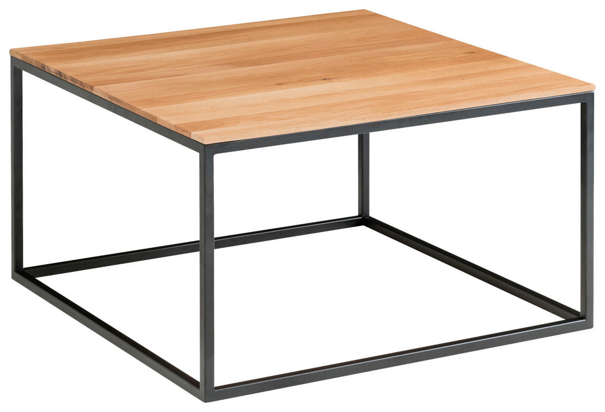 COUCHTISCH Holz, Metall 70/70/41,5 cm  - Eichefarben/Schwarz, Modern, Holz/Metall (70/70/41,5cm) - Johann Jakob