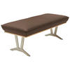 HOCKERBANK 130/49/54 cm  in Hellbraun  - Hellbraun/Edelstahlfarben, Design, Leder/Holz (130/49/54cm) - Ambiente