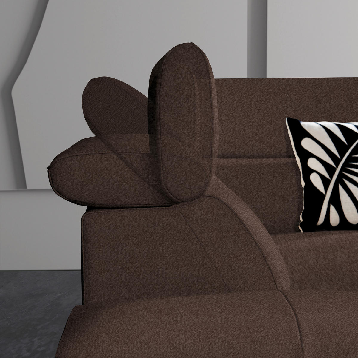 ECKSOFA in Echtleder Braun  - Schwarz/Braun, Design, Leder/Metall (281/225cm) - Celina Home