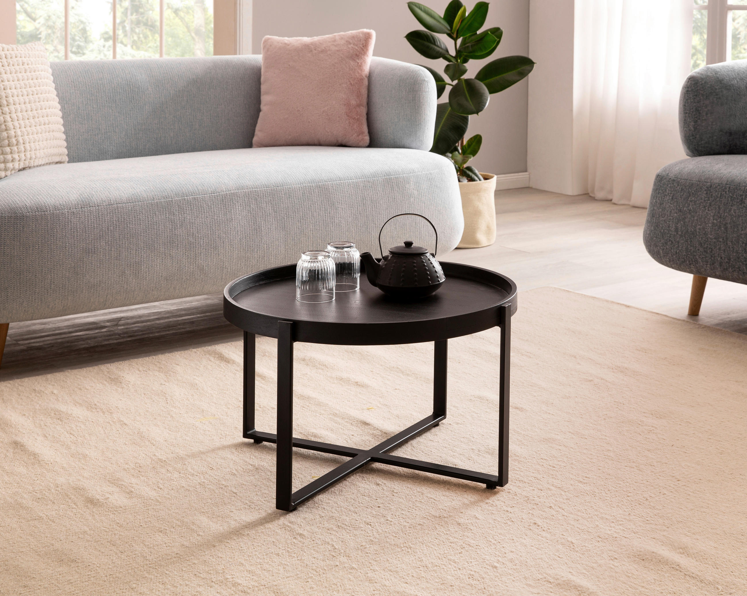 COUCHTISCH in Holz 60/60/35 cm  - Schwarz, Design, Holz/Metall (60/60/35cm) - MID.YOU