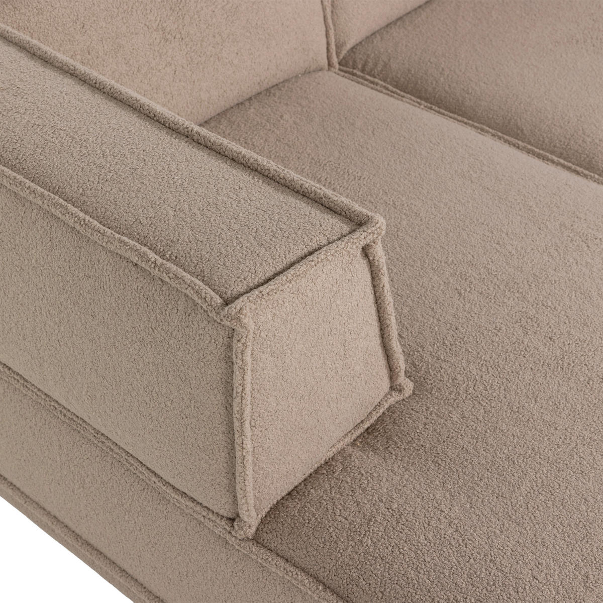 ECKSOFA Manu in Teddystoff Taupe  160/286 cm  - Taupe/Schwarz, MODERN, Kunststoff/Textil (160/286cm) - Livetastic