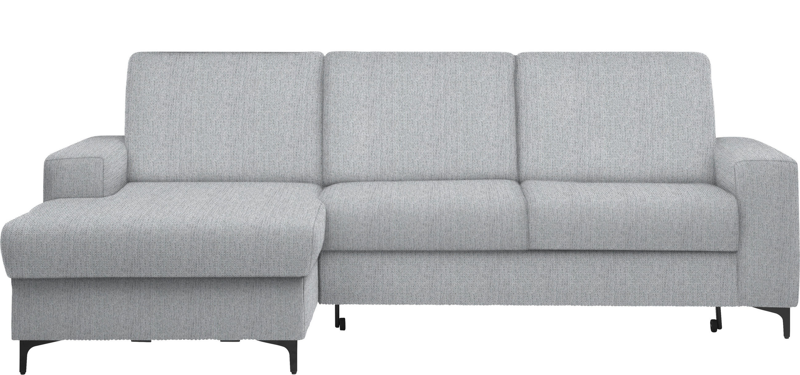 ECKSOFA Grau, Hellgrau Webstoff  - Hellgrau/Schwarz, KONVENTIONELL, Textil/Metall (167/247cm) - Stylife