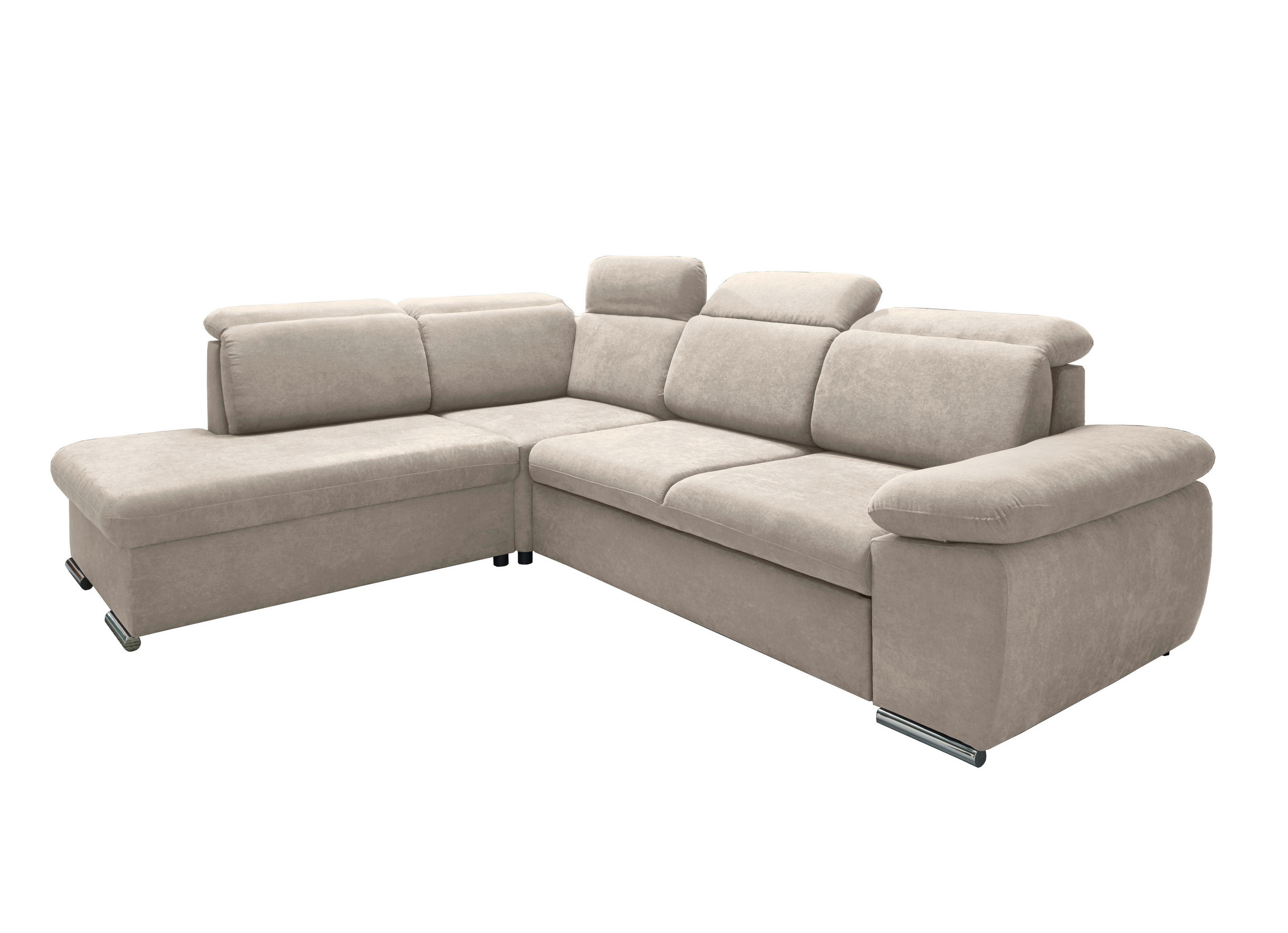 ECKSOFA in Mikrofaser Creme  - Chromfarben/Creme, Design, Textil/Metall (228/283cm) - Livetastic