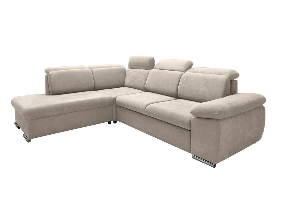 ECKSOFA in Mikrofaser Creme  - Chromfarben/Creme, Design, Textil/Metall (228/283cm) - Livetastic