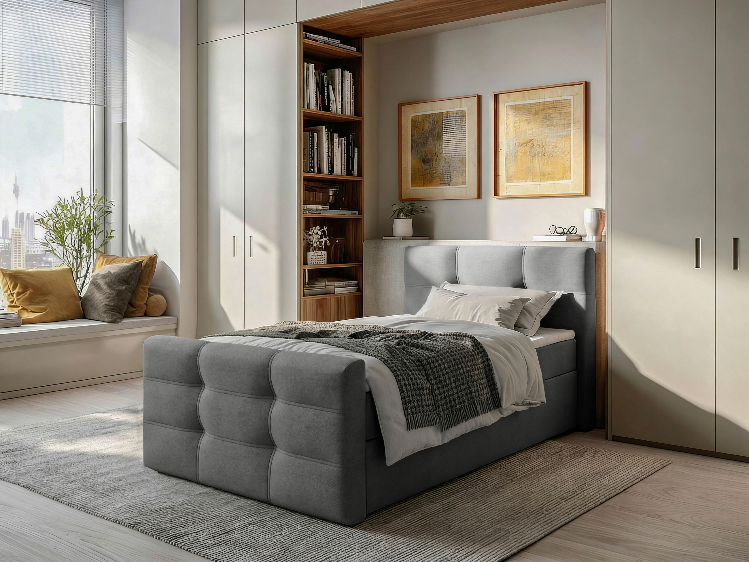 BOXBETT 120/200 cm  in Grau  - Schwarz/Grau, Basics, Kunststoff/Textil (120/200cm) - Chameo