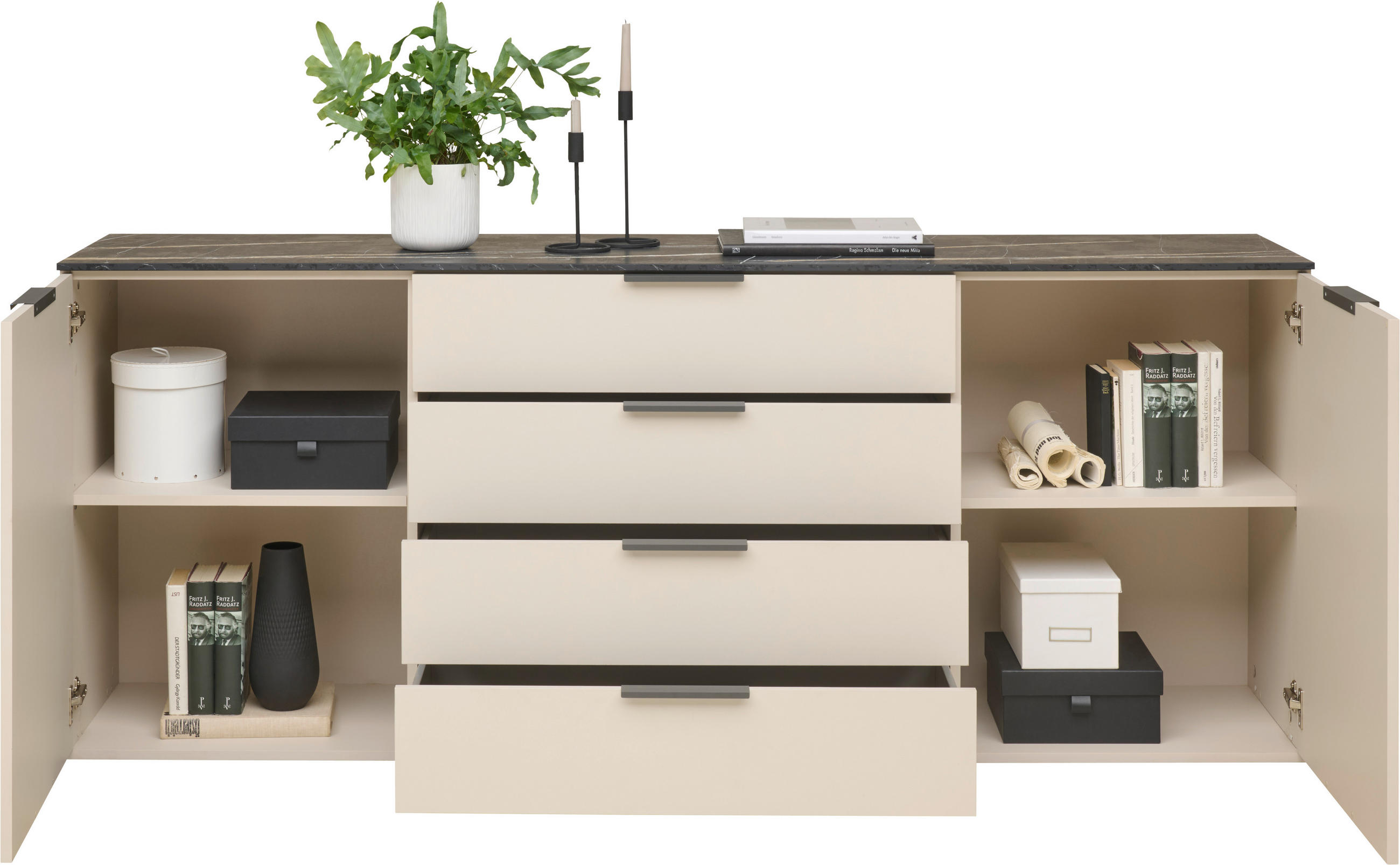 SIDEBOARD  in 200/81/44,5 cm  - Kaschmir/Anthrazit, Design, Holzwerkstoff/Kunststoff (200/81/44,5cm) - Voleo