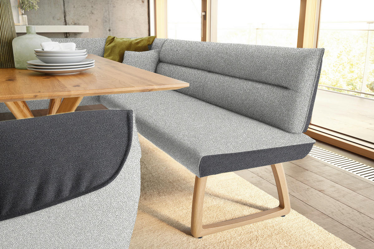 ECKBANK 237/162 cm  in Hellgrau, Dunkelgrau  - Eichefarben/Dunkelgrau, Design, Holz/Textil (237/162cm) - Koinor