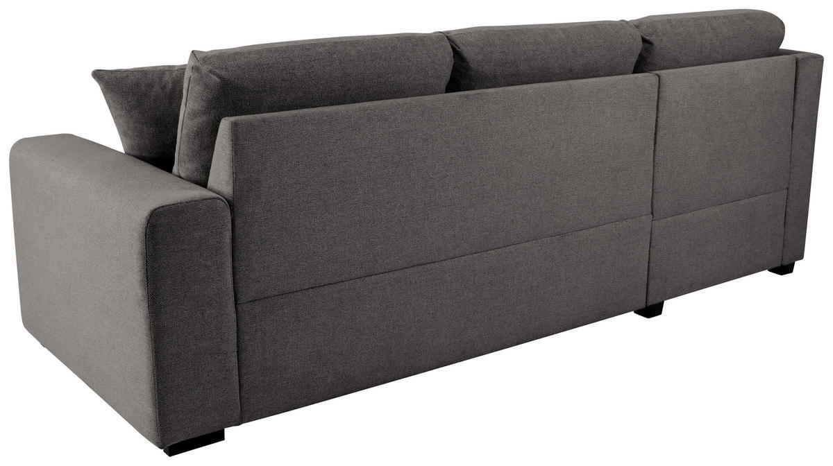 ECKSOFA LUKAS Dunkelgrau Struktur Zierkissen, Bettkasten  - Dunkelgrau, Trend, Textil (158/239cm) - P & B