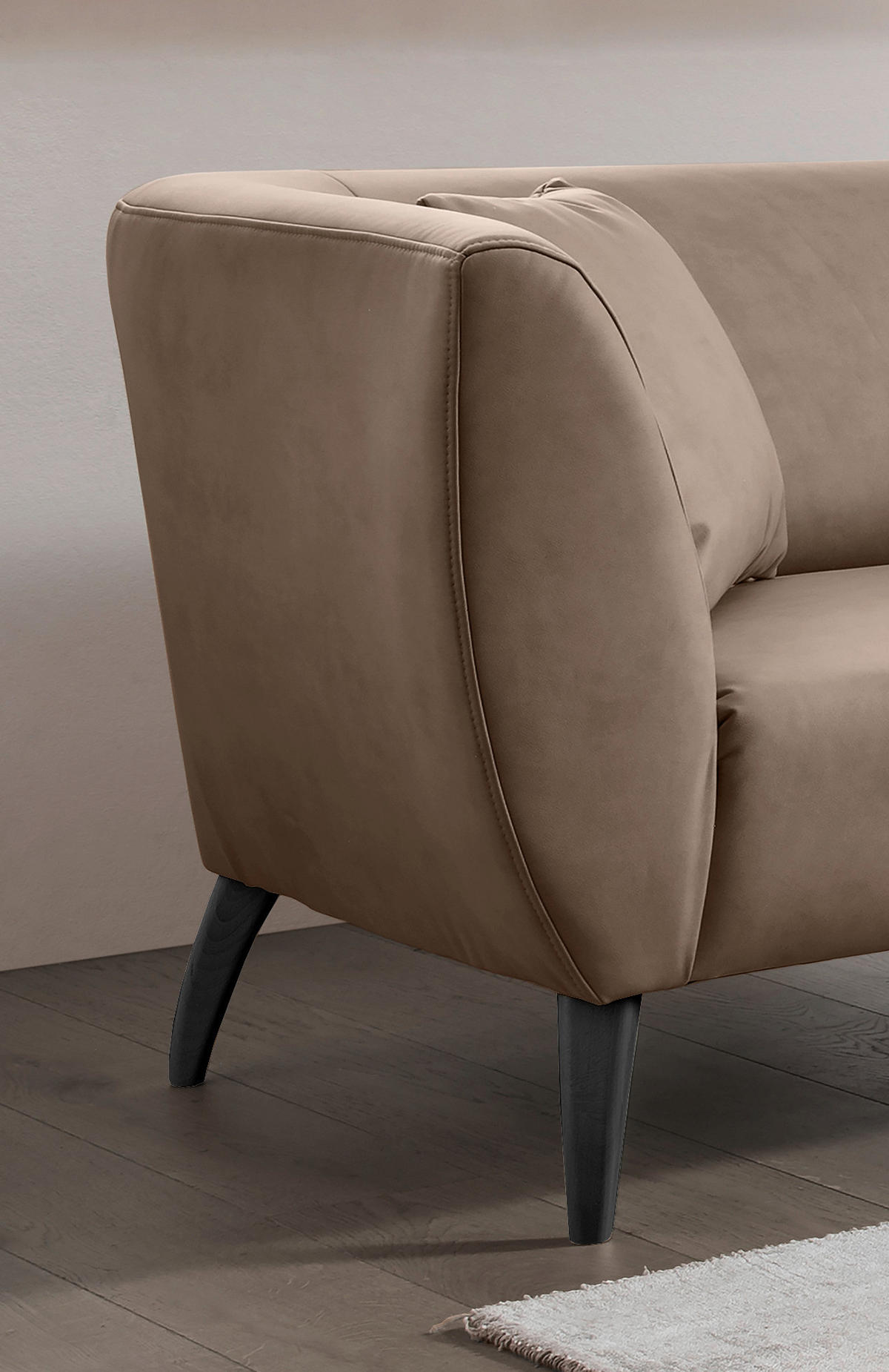 2-SITZER-SOFA in Lederlook Braun  - Schwarz/Braun, Modern, Holz/Textil (172/83/88cm) - Livetastic