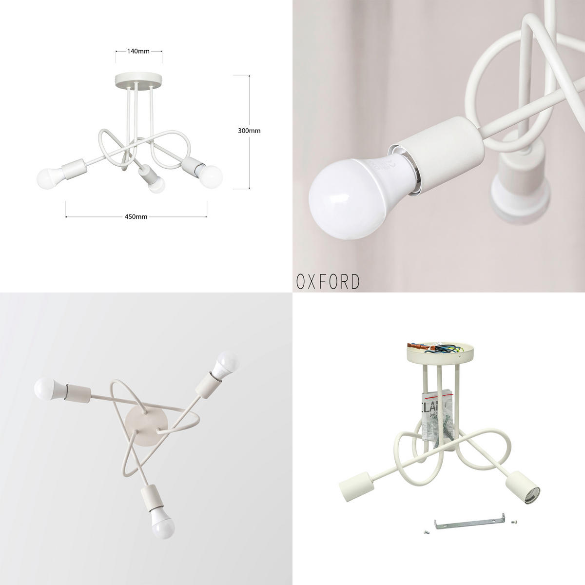 DECKENLEUCHTE OXFORD 45/45/30 cm   - Sandfarben, KONVENTIONELL, Metall (45/45/30cm)