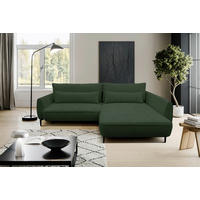 ECKSOFA Dunkelgrün Bouclé  - Dunkelgrün/Creme, Design, Textil/Metall (273/204cm) - MID.YOU