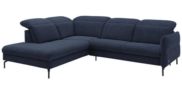 ECKSOFA in Flachgewebe Dunkelblau 233/299-313 cm - Schwarz/Dunkelblau, Design, Textil/Metall (233/299-313cm) - Dieter Knoll