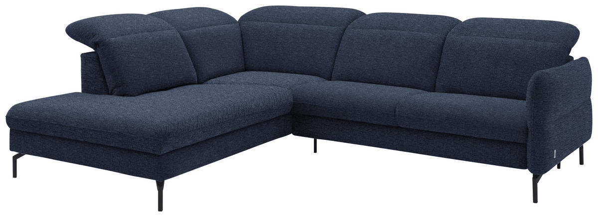 SAROKKANAPÉ textil sötétkék  - sötétkék/fekete, Design, textil/fém (233/299-313cm) - Dieter Knoll