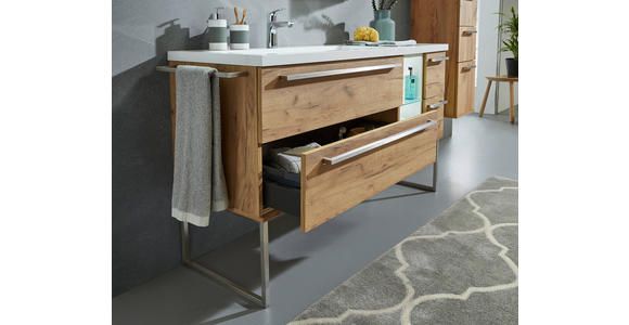 BADEZIMMER in 145 cm - Eichefarben/Weiß, Basics, Glas/Holzwerkstoff (145cm) - Dieter Knoll